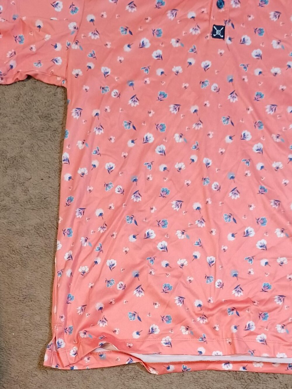 Con.Struct/Polo Shirt/Mens Medium/Pink Coral Floral/Golf Preppy Athleisure Polo - Picture 4 of 8